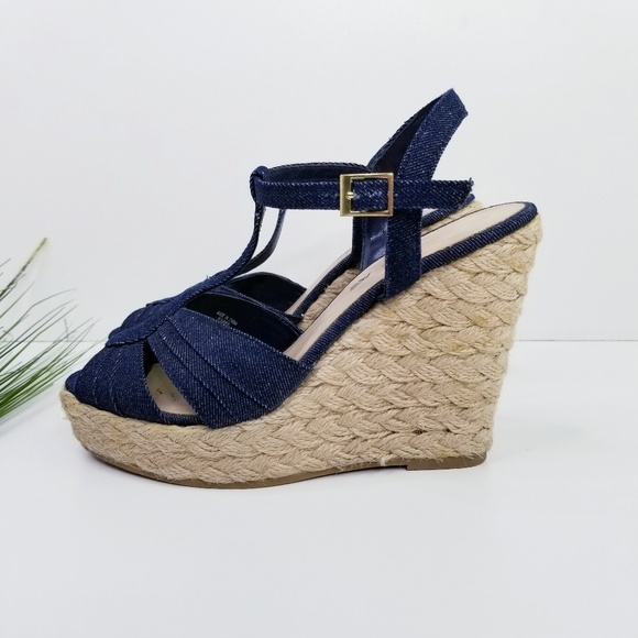American Eagle By Payless Shoes - AEO Denim Espadrille Wedge Sandal
